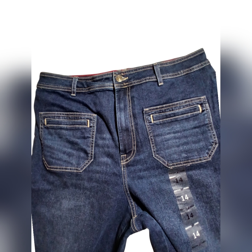 Nwt Nautica Dark Blue Flare & Wide Leg Jeans Size 14 - Picture 3 of 7